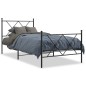 vidaXL Estructura de cama con cabecero y estribo metal negro 90x200 cm