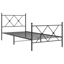vidaXL Estructura de cama con cabecero y estribo metal negro 90x200 cm