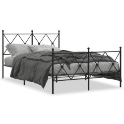 vidaXL Estructura de cama cabecero y estribo metal negro 120x200 cm