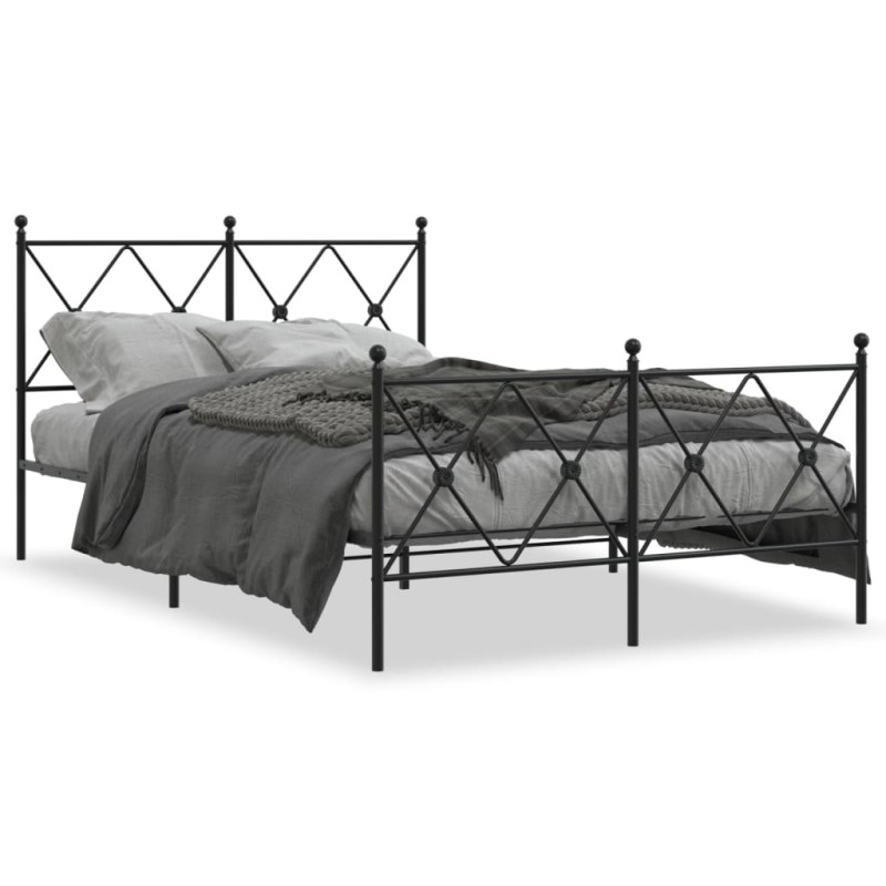 vidaXL Estructura de cama cabecero y estribo metal negro 120x200 cm vidaXL Estructura de cama cabecero y estribo metal negro 120x200 cm