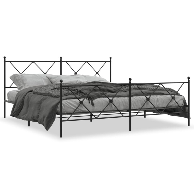 vidaXL Estructura de cama cabecero y estribo metal negro 180x200 cm
