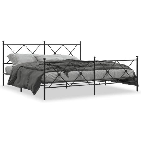 vidaXL Estructura de cama cabecero y estribo metal negro 180x200 cm