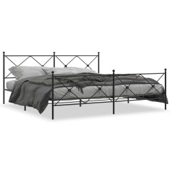 vidaXL Estructura de cama cabecero y estribo metal negro 193x203 cm