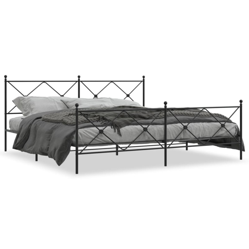 vidaXL Estructura de cama cabecero y estribo metal negro 193x203 cm vidaXL Estructura de cama cabecero y estribo metal negro 193x203 cm