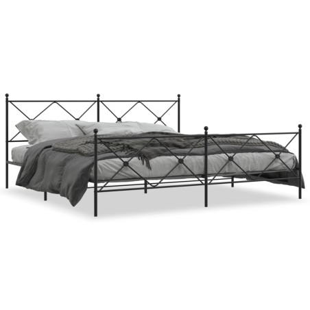 vidaXL Estructura de cama cabecero y estribo metal negro 193x203 cm