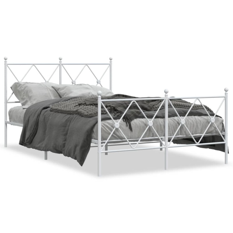 vidaXL Estructura cama metal con cabecero y estribo blanco 120x190 cm vidaXL Estructura cama metal con cabecero y estribo blanco 120x190 cm