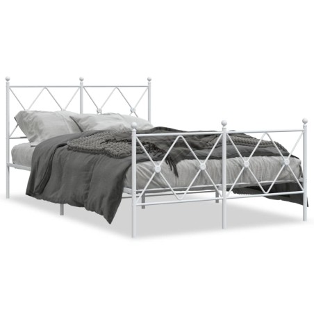 vidaXL Estructura cama metal con cabecero y estribo blanco 120x190 cm