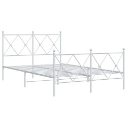 vidaXL Estructura cama metal con cabecero y estribo blanco 120x190 cm
