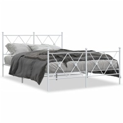 vidaXL Estructura cama metal con cabecero y estribo blanco 140x200 cm
