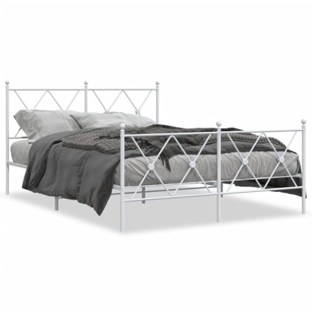 vidaXL Estructura cama metal con cabecero y estribo blanco 140x200 cm