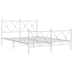 vidaXL Estructura cama metal con cabecero y estribo blanco 140x200 cm