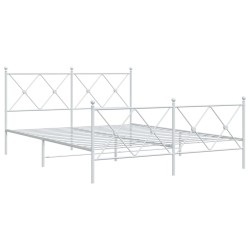 vidaXL Estructura cama metal con cabecero y estribo blanco 160x200 cm