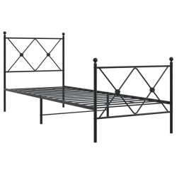 vidaXL Estructura de cama con cabecero y estribo metal negro 80x200 cm