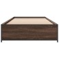vidaXL Estructura cama madera ingeniería metal roble marrón 90x200 cm vidaXL Estructura cama madera ingeniería metal roble marrón 90x200 cm