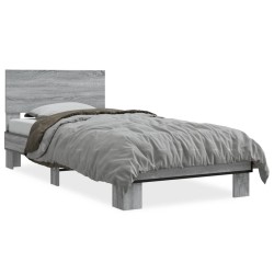 vidaXL Estructura cama madera ingeniería metal gris Sonoma 90x200 cm