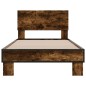 vidaXL Estructura cama madera ingeniería metal roble humo 100x200 cm vidaXL Estructura cama madera ingeniería metal roble humo 100x200 cm