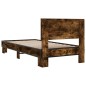 vidaXL Estructura cama madera ingeniería metal roble humo 100x200 cm vidaXL Estructura cama madera ingeniería metal roble humo 100x200 cm