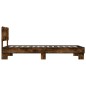 vidaXL Estructura cama madera ingeniería metal roble ahumado 90x190 cm vidaXL Estructura cama madera ingeniería metal roble ahumado 90x190 cm