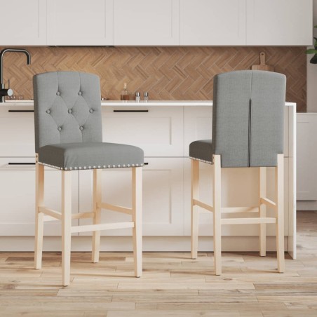 vidaXL Taburetes altos 2 uds madera maciza de caucho y tela