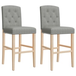 vidaXL Taburetes altos 2 uds madera maciza de caucho y tela