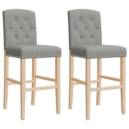 vidaXL Taburetes altos 2 uds madera maciza de caucho y tela