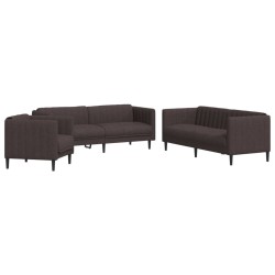 vidaXL Juego de sofás 3 piezas tela marrón oscuro