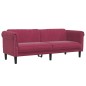 vidaXL Juego de sofás 3 piezas terciopelo rojo tinto vidaXL Juego de sofás 3 piezas terciopelo rojo tinto