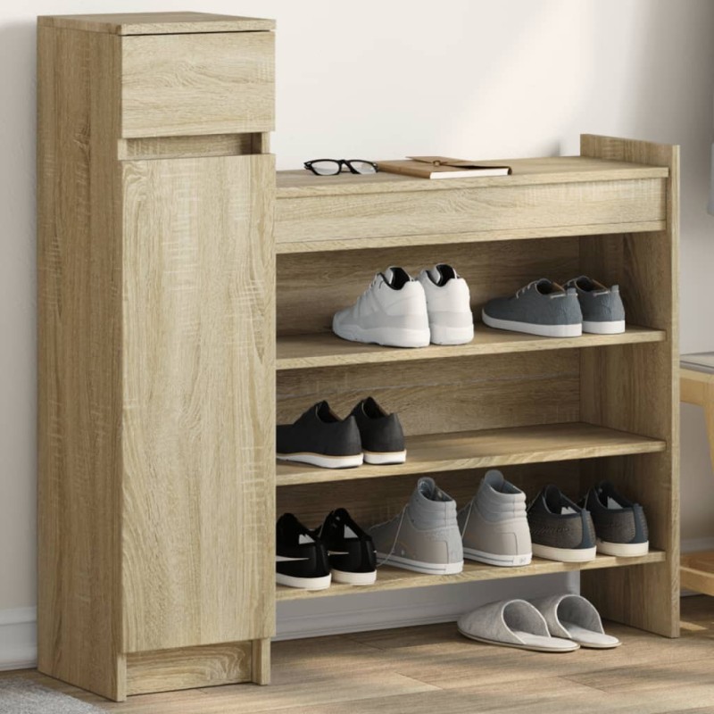vidaXL Zapatero madera de ingeniería roble Sonoma 100,5x28x100 cm vidaXL Zapatero madera de ingeniería roble Sonoma 100,5x28x100 cm