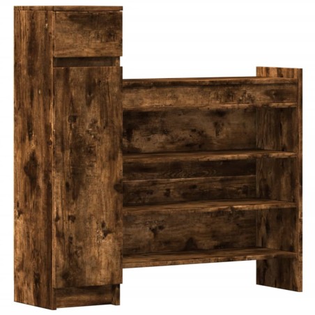 vidaXL Zapatero madera de ingeniería roble ahumado 100,5x28x100 cm