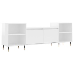 vidaXL Mueble para TV madera contrachapada blanco brillo 160x35x55 cm