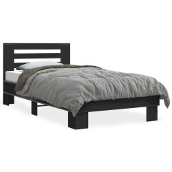 vidaXL Estructura de cama madera ingeniería y metal negro 100x200 cm