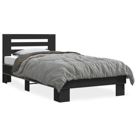 vidaXL Estructura de cama madera ingeniería y metal negro 100x200 cm