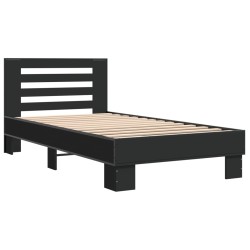 vidaXL Estructura de cama madera ingeniería y metal negro 100x200 cm
