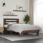 vidaXL Estructura cama madera ingeniería metal marrón roble 100x200 cm vidaXL Estructura cama madera ingeniería metal marrón roble 100x200 cm