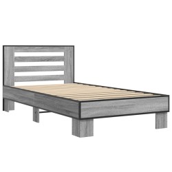 vidaXL Estructura cama madera ingeniería metal gris Sonoma 90x190 cm