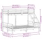 vidaXL Litera de madera maciza de pino marrón cera 90x200/140x200 cm
