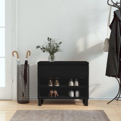 vidaXL Mueble zapatero madera contrachapada negro 70x36x60 cm