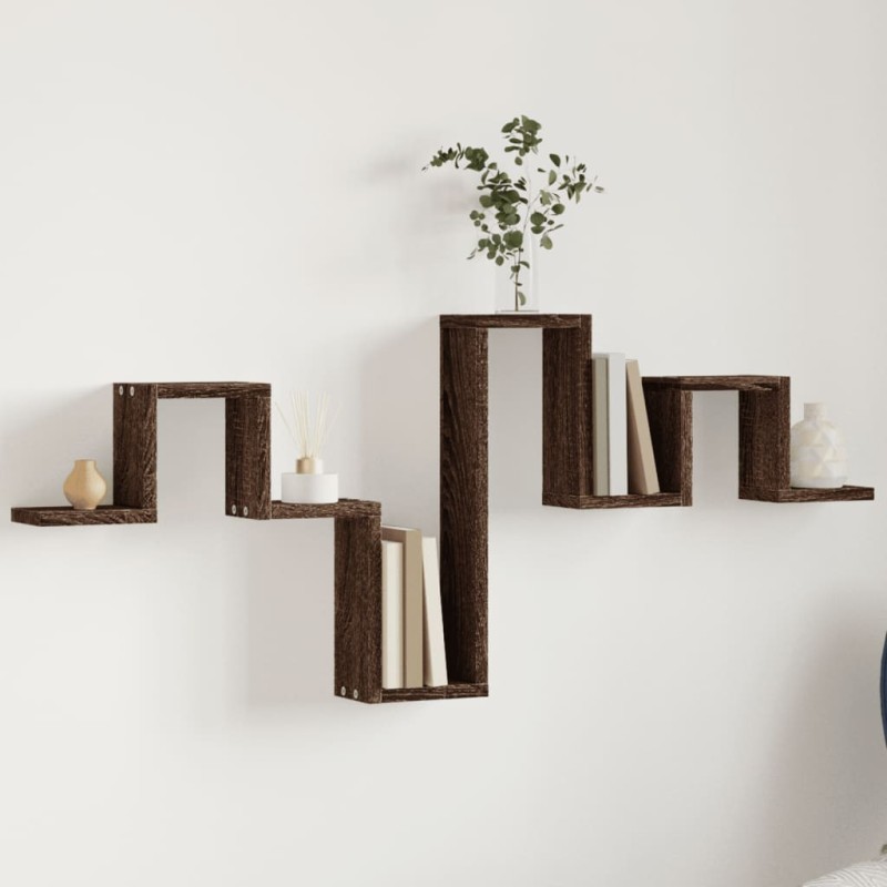 vidaXL Estantería pared madera ingeniería roble marrón 104,5x10x43 cm vidaXL Estantería pared madera ingeniería roble marrón 104,5x10x43 cm
