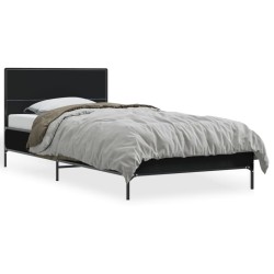 vidaXL Estructura de cama madera de ingeniería y metal negra 90x190 cm