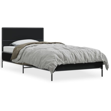 vidaXL Estructura de cama madera de ingeniería y metal negra 90x190 cm