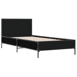 vidaXL Estructura de cama madera de ingeniería y metal negra 90x190 cm