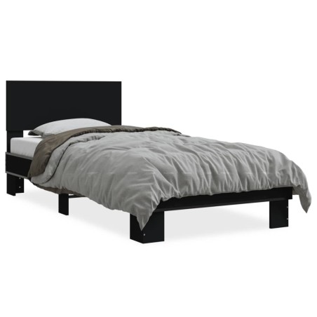 vidaXL Estructura de cama madera de ingeniería y metal negra 75x190 cm