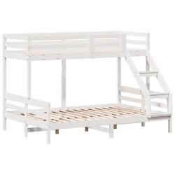 vidaXL Litera de madera maciza de pino blanco 90x200/140x200 cm