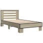 vidaXL Estructura cama madera ingeniería metal roble Sonoma 90x190 cm vidaXL Estructura cama madera ingeniería metal roble Sonoma 90x190 cm