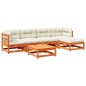 vidaXL Set de sofás jardín 6 pzas con cojines madera pino marrón cera vidaXL Set de sofás jardín 6 pzas con cojines madera pino marrón cera
