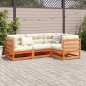 vidaXL Juego de sofás de jardín 4 pzas madera maciza pino marrón cera vidaXL Juego de sofás de jardín 4 pzas madera maciza pino marrón cera