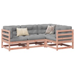 vidaXL Set de sofás jardín 4 pzas con cojines madera abeto Douglas