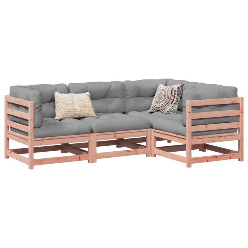 vidaXL Set de sofás jardín 4 pzas con cojines madera abeto Douglas