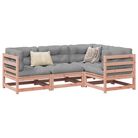 vidaXL Set de sofás jardín 4 pzas con cojines madera abeto Douglas