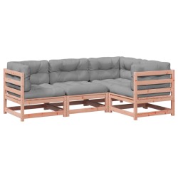 vidaXL Set de sofás jardín 4 pzas con cojines madera abeto Douglas